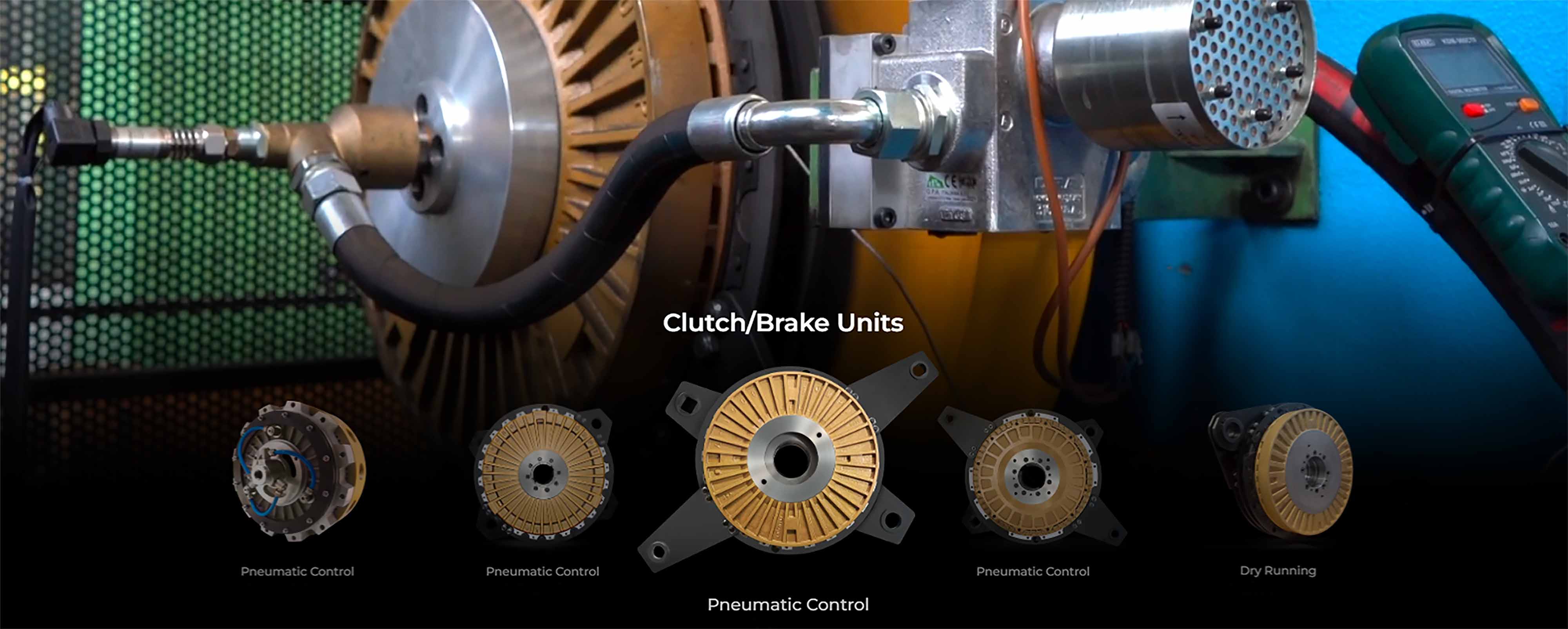 Pneumatic clutch brake for industrial machinery